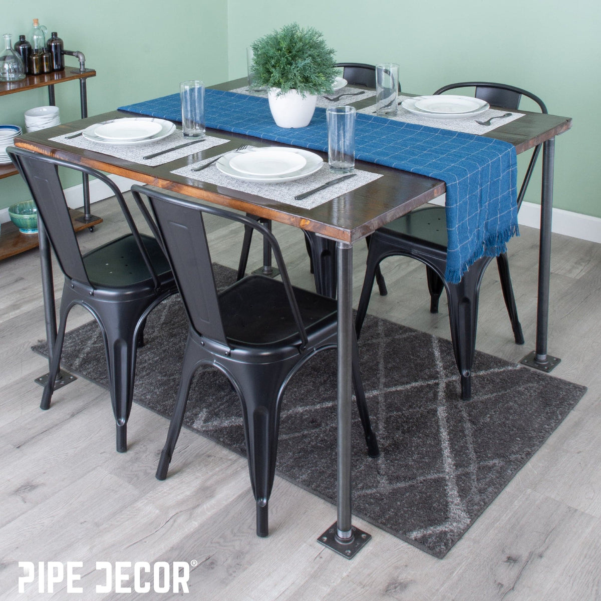 PIPE DECOR 1 in. x 30 in. square flange pipe table legs, 4-pack, view 2