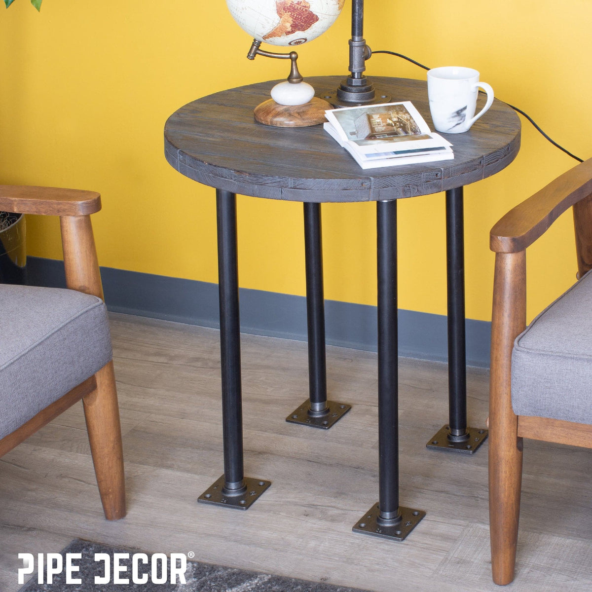 PIPE DECOR 3/4 in. x 24 in. square flange pipe table legs, 4-pack, view 2