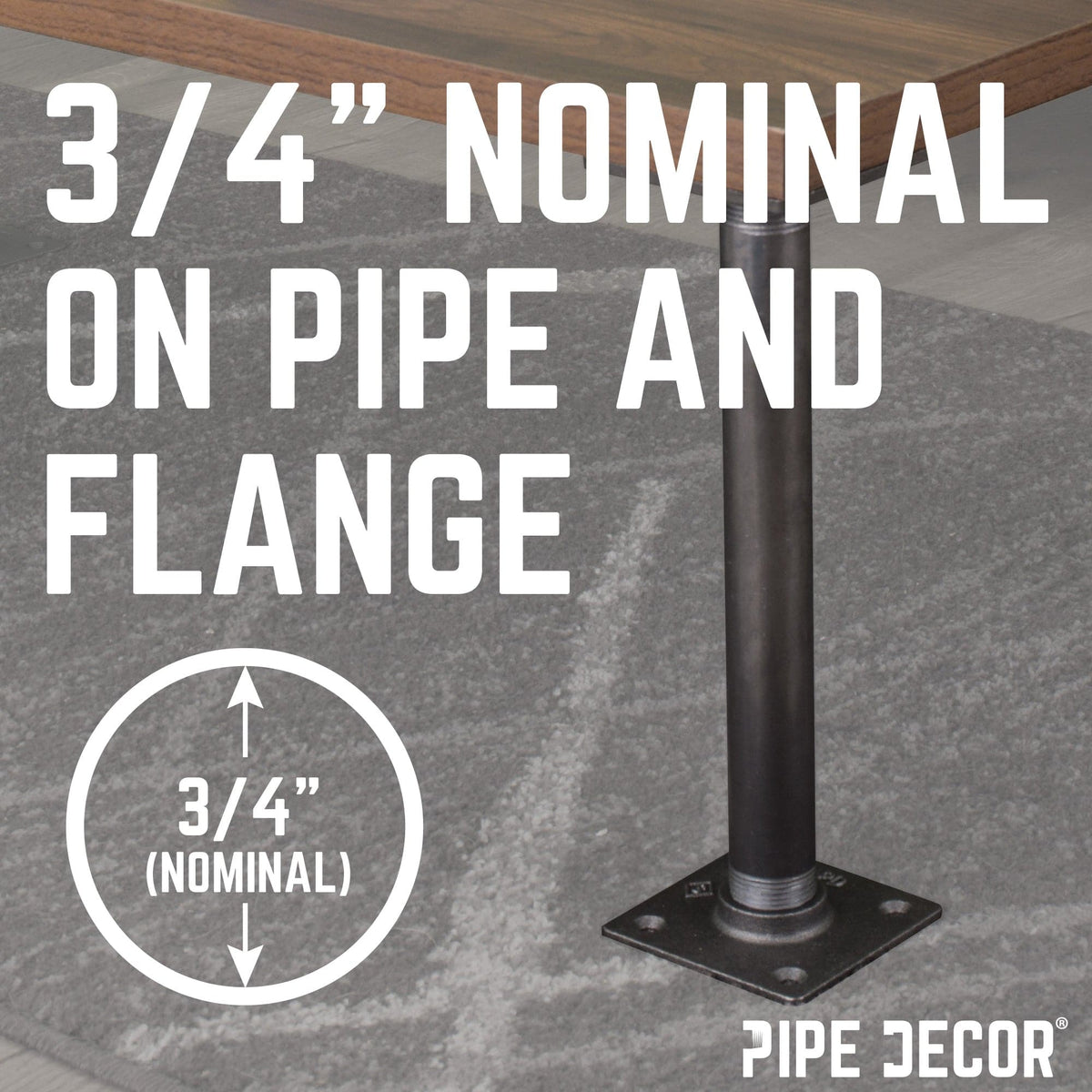 PIPE DECOR 3/4 in. x 24 in. square flange pipe table legs, 4-pack, view 4