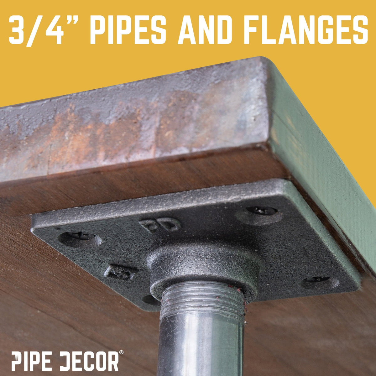 PIPE DECOR 3/4 in. x 24 in. square flange pipe table legs, 4-pack, view 6