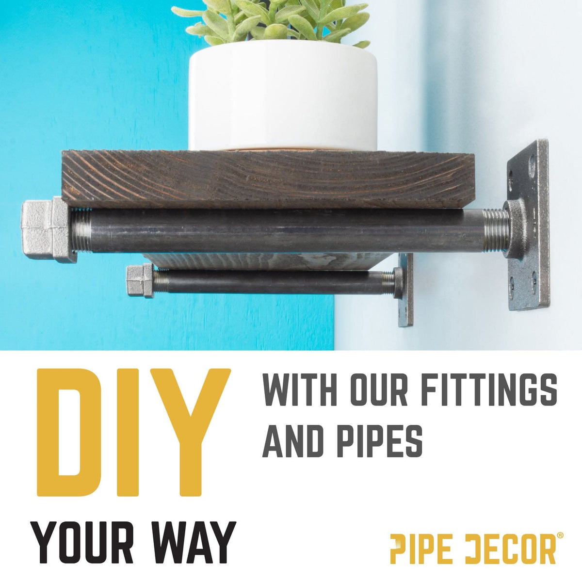 PIPE DECOR 1 in. black iron square cap pipe fitting, view 7