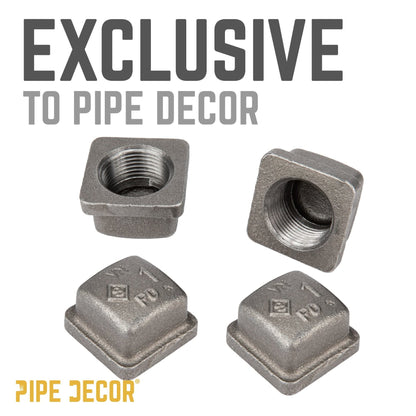 PIPE DECOR 1 in. black iron square cap pipe fitting, view 8