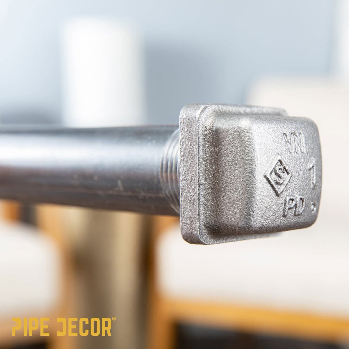 PIPE DECOR 1 in. black iron square cap pipe fitting, view 6