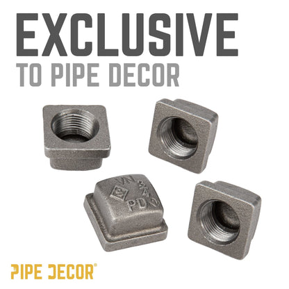 PIPE DECOR 3/4 in. black iron square cap pipe fitting, view 9