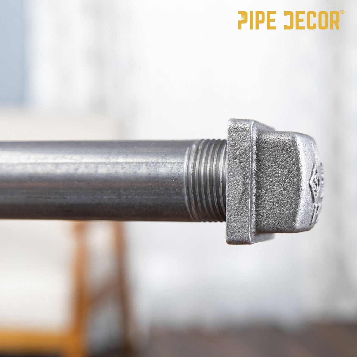 PIPE DECOR 3/4 in. black iron square cap pipe fitting, view 7