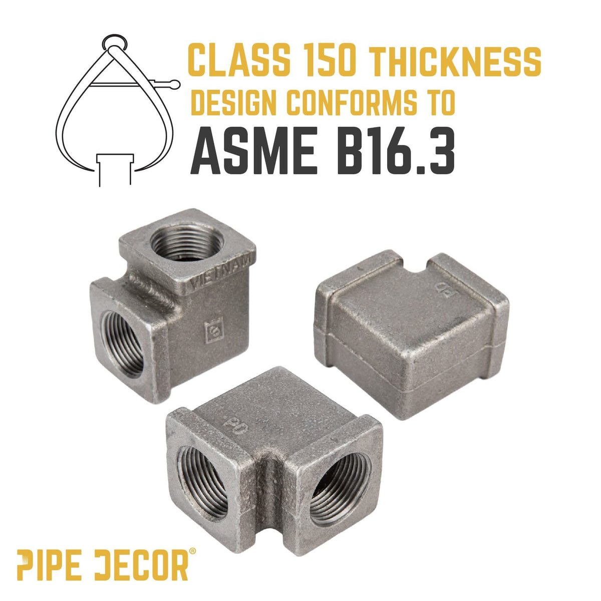 PIPE DECOR 1/2 in. black iron square 90 degree elbow pipe fitting, view 5
