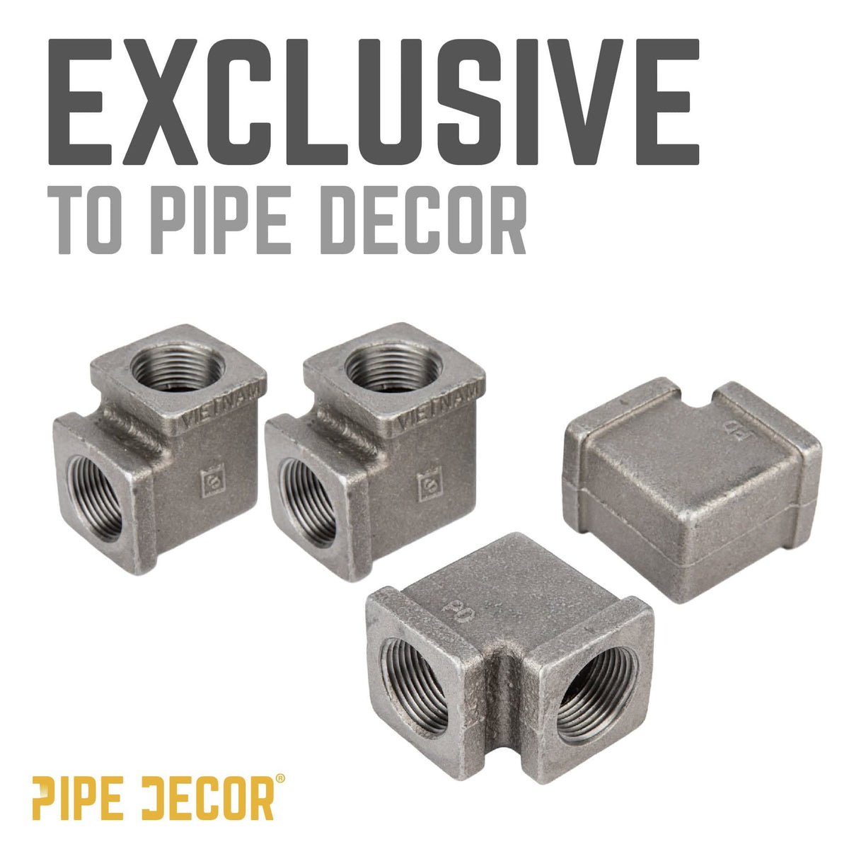 PIPE DECOR 1/2 in. black iron square 90 degree elbow pipe fitting, view 9