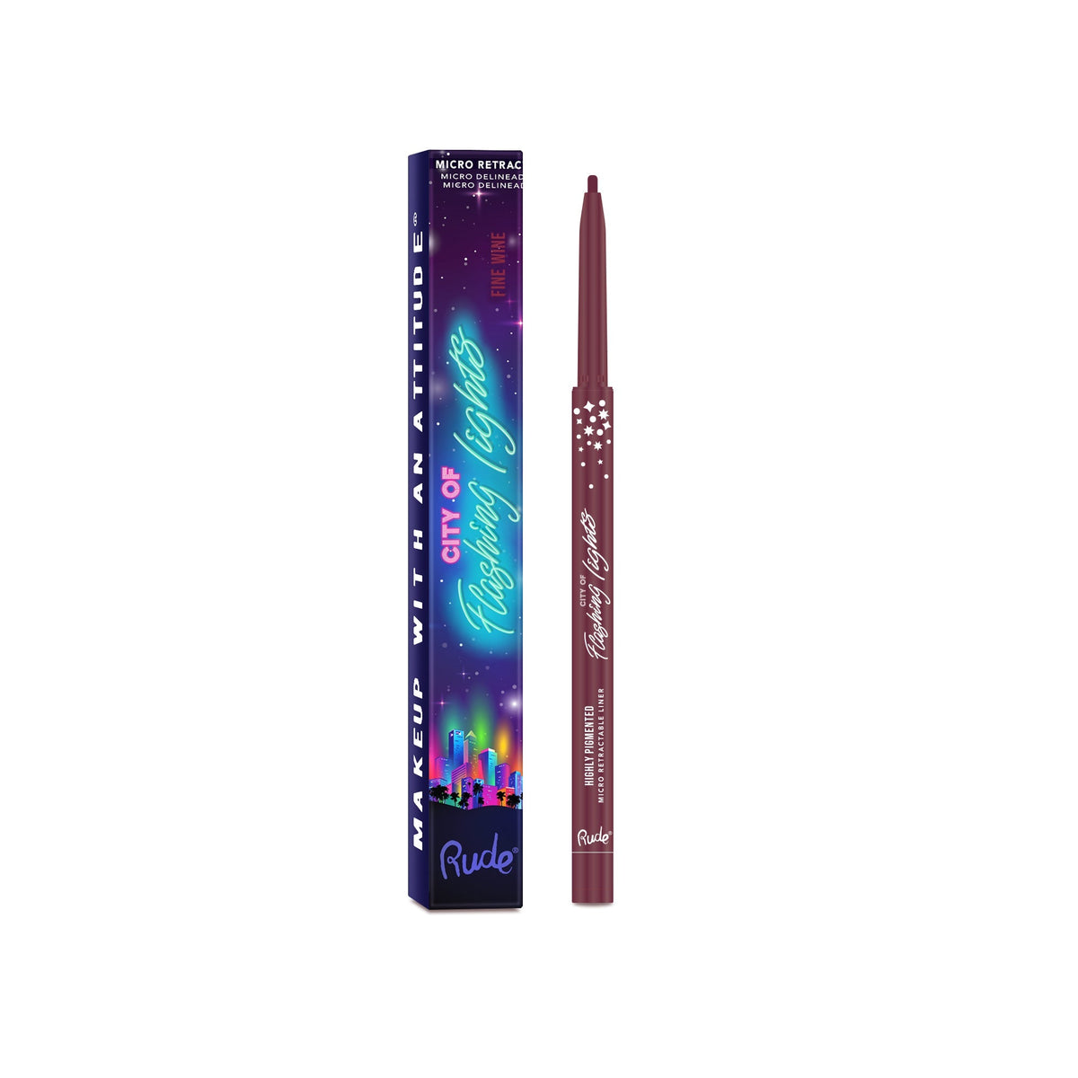 RUDE City of Flashing Lights Micro Retractable Liner - Fine Wine by Avera Group