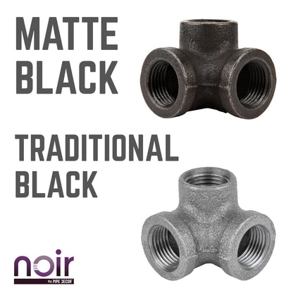 Noir by PIPE DECOR 1/2 in. prefinished matte black side outlet elbow pipe fitting, view 7