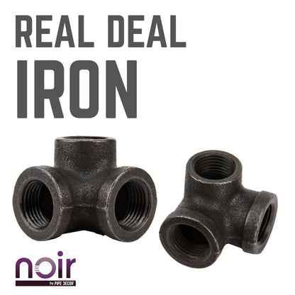 Noir by PIPE DECOR 1/2 in. prefinished matte black side outlet elbow pipe fitting, view 8