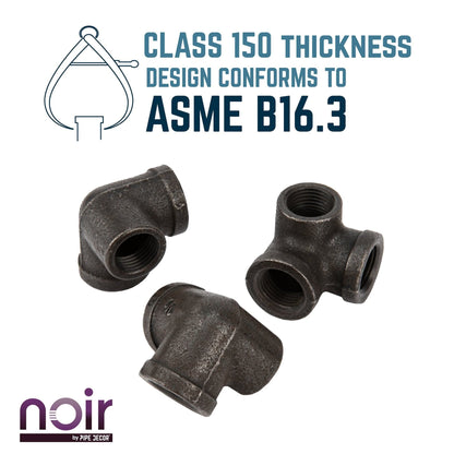 Noir by PIPE DECOR 1/2 in. prefinished matte black side outlet elbow pipe fitting, view 5