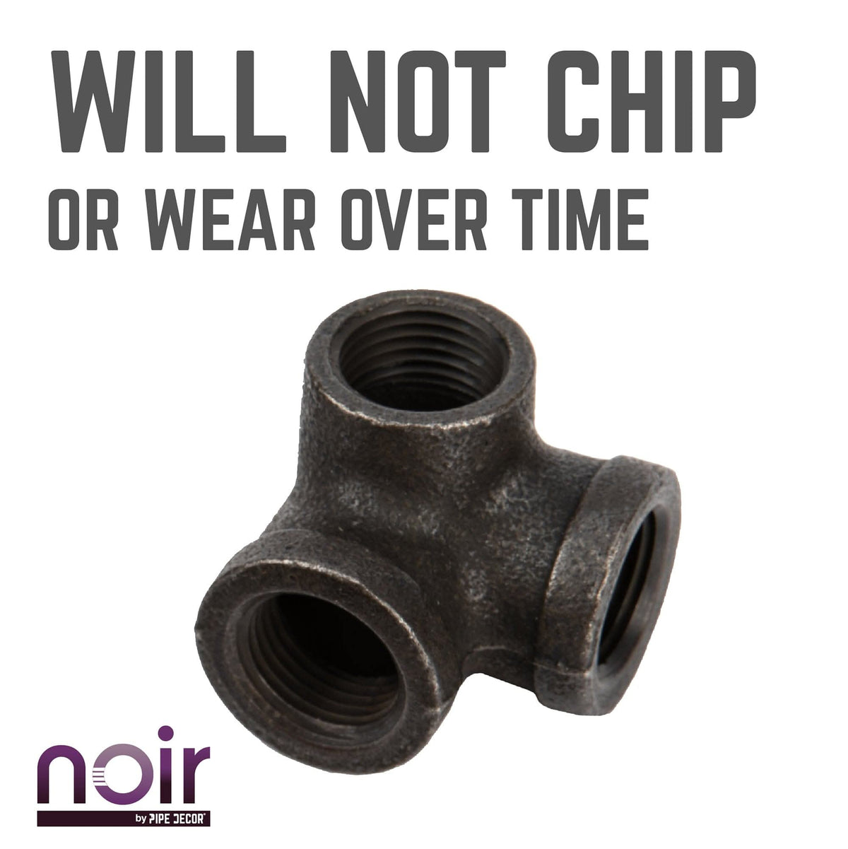 Noir by PIPE DECOR 1/2 in. prefinished matte black side outlet elbow pipe fitting, view 9