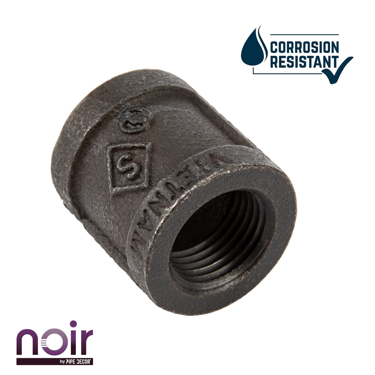 Noir by PIPE DECOR 1/2 in. prefinished matte black coupling pipe fitting, view 4