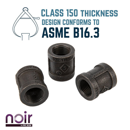Noir by PIPE DECOR 1/2 in. prefinished matte black coupling pipe fitting, view 5
