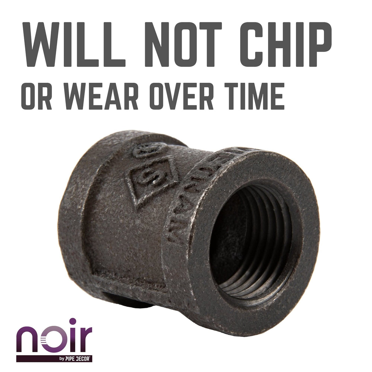 Noir by PIPE DECOR 1/2 in. prefinished matte black coupling pipe fitting, view 9