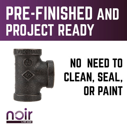Noir by PIPE DECOR 1/2 in. prefinished matte black tee pipe fitting, view 10