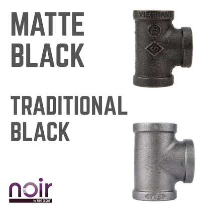 Noir by PIPE DECOR 1/2 in. prefinished matte black tee pipe fitting, view 7