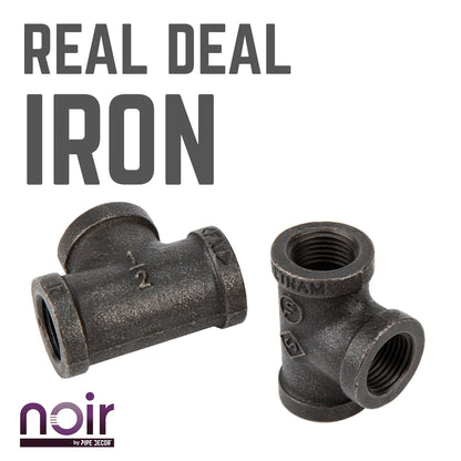 Noir by PIPE DECOR 1/2 in. prefinished matte black tee pipe fitting, view 8