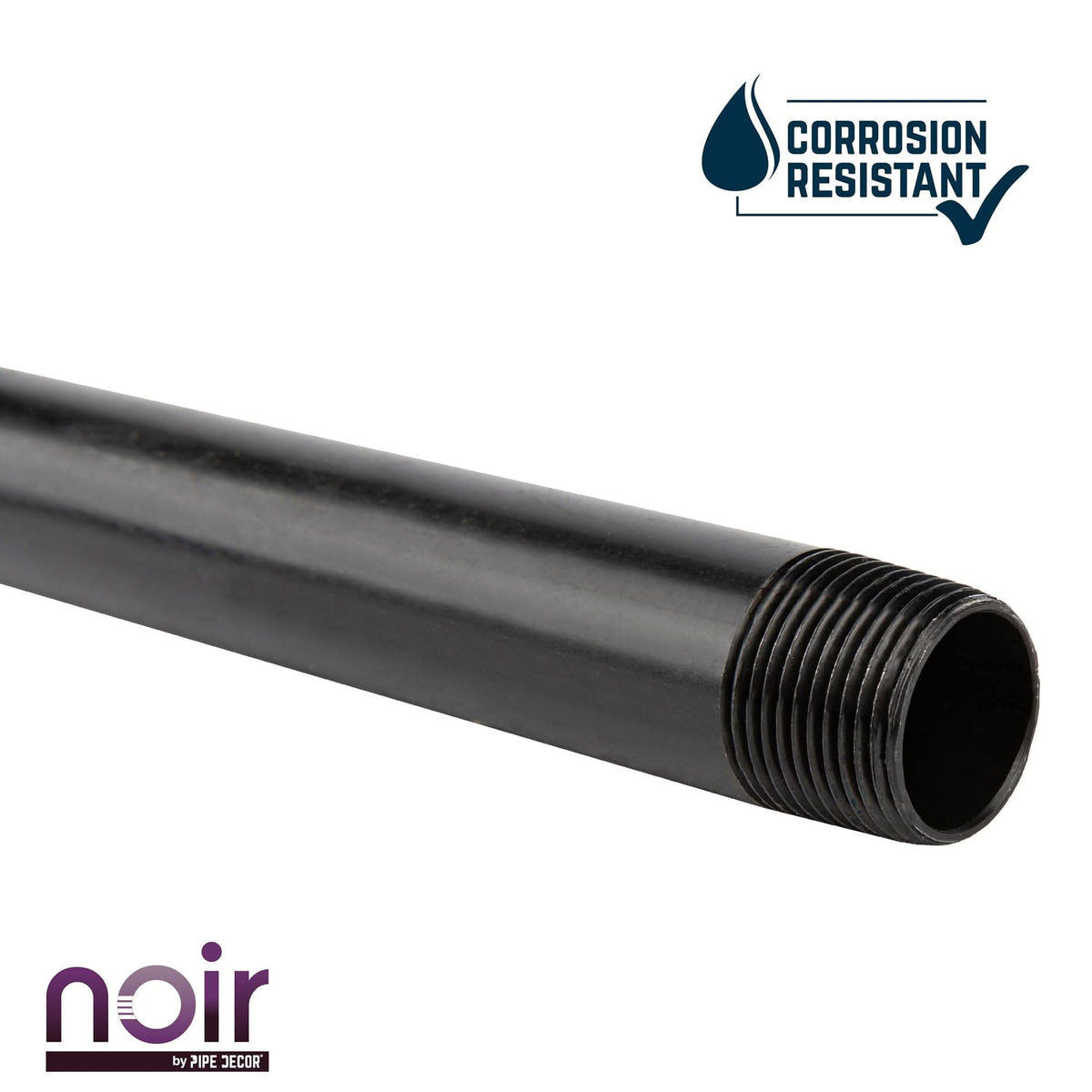 Noir by PIPE DECOR 1/2 in. x 6 in. prefinished matte black steel pipe, view 3