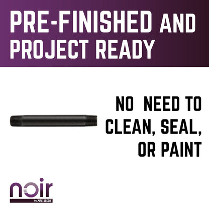Noir by PIPE DECOR 1/2 in. x 6 in. prefinished matte black steel pipe, view 9
