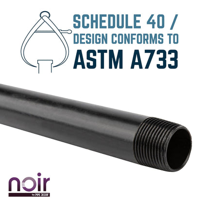 Noir by PIPE DECOR 1/2 in. x 6 in. prefinished matte black steel pipe, view 5