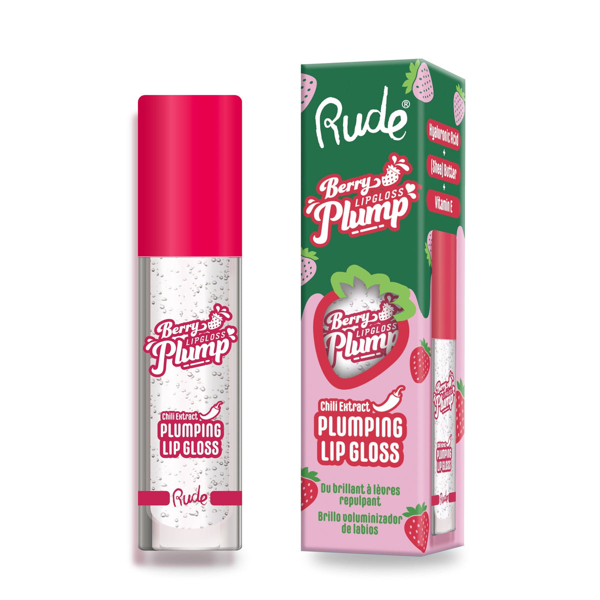 RUDE Berry Plump Plumping Lip Gloss - Crystal Clear by Avera Group