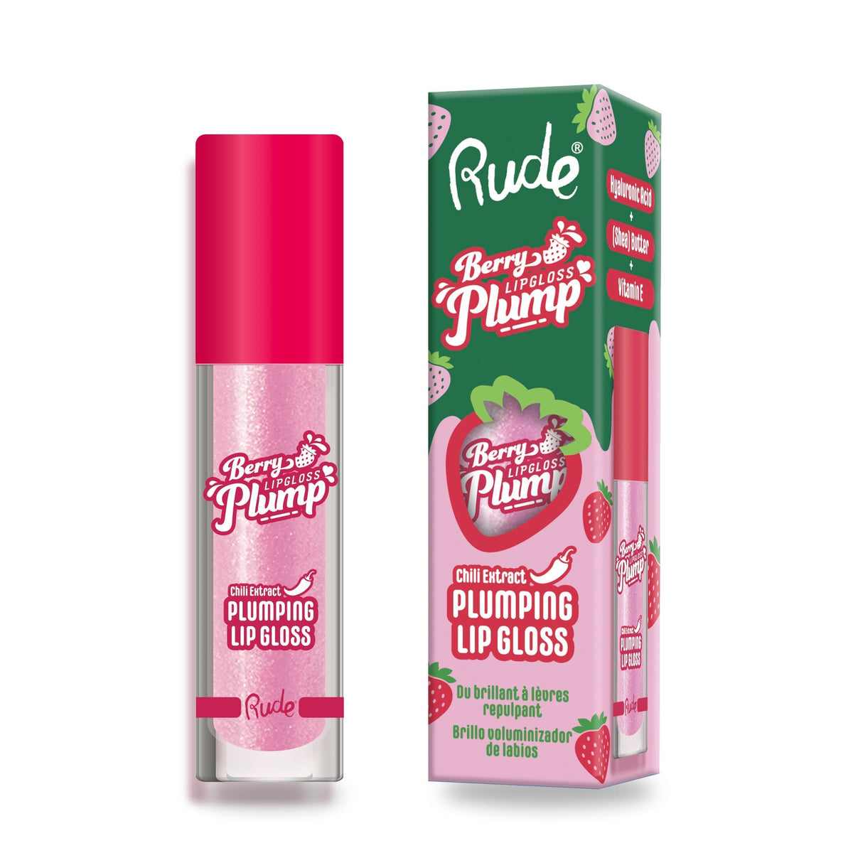 RUDE Berry Plump Plumping Lip Gloss - Pink Sugar by Avera Group