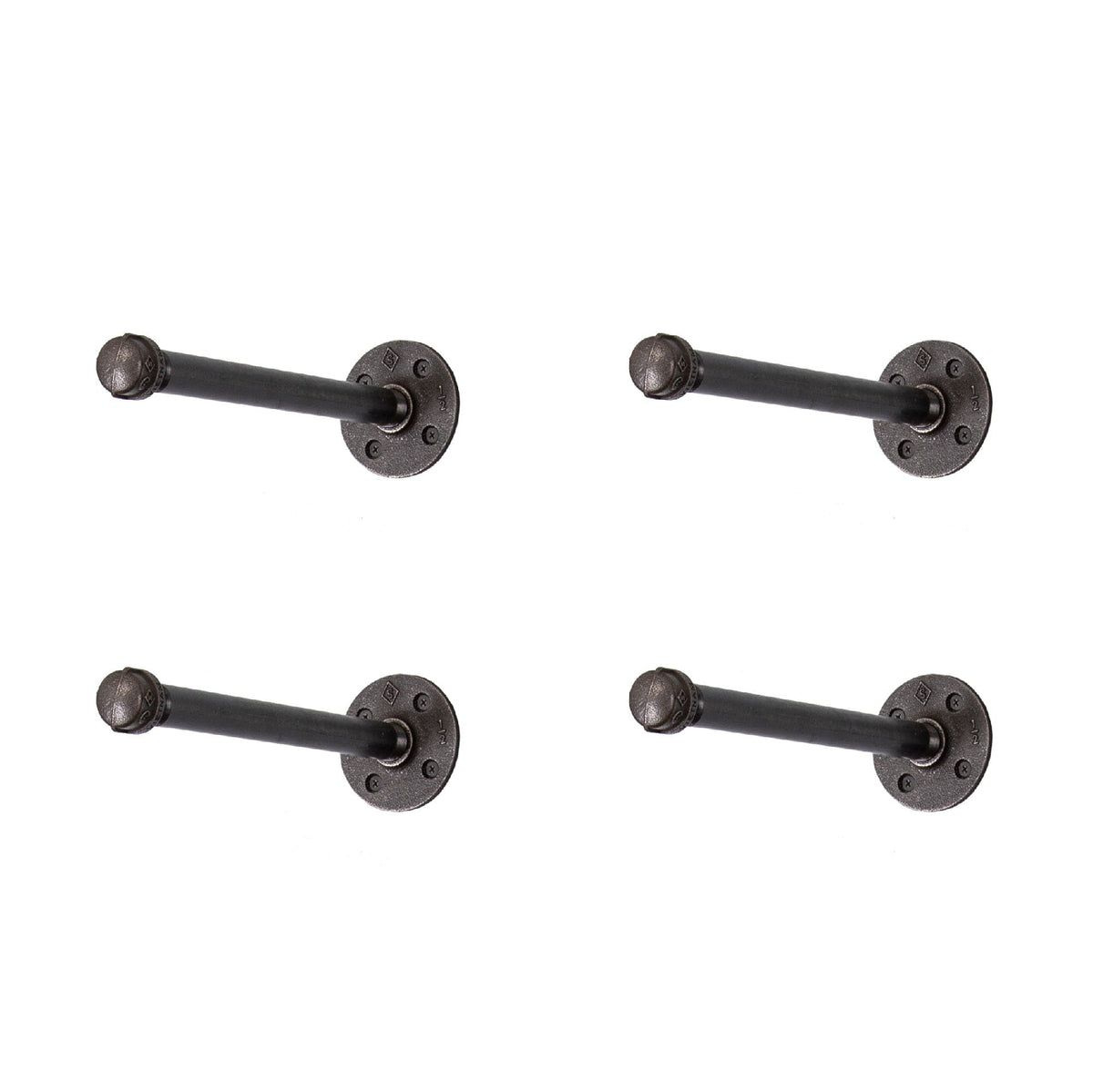 Noir by PIPE DECOR 1/2 in. x 12 in. matte black clothing hanging bracket kit, 4-pack