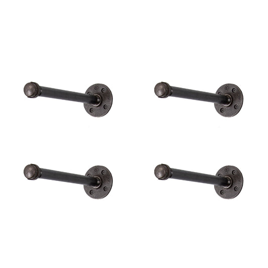 Noir by PIPE DECOR 1/2 in. x 12 in. matte black clothing hanging bracket kit, 4-pack
