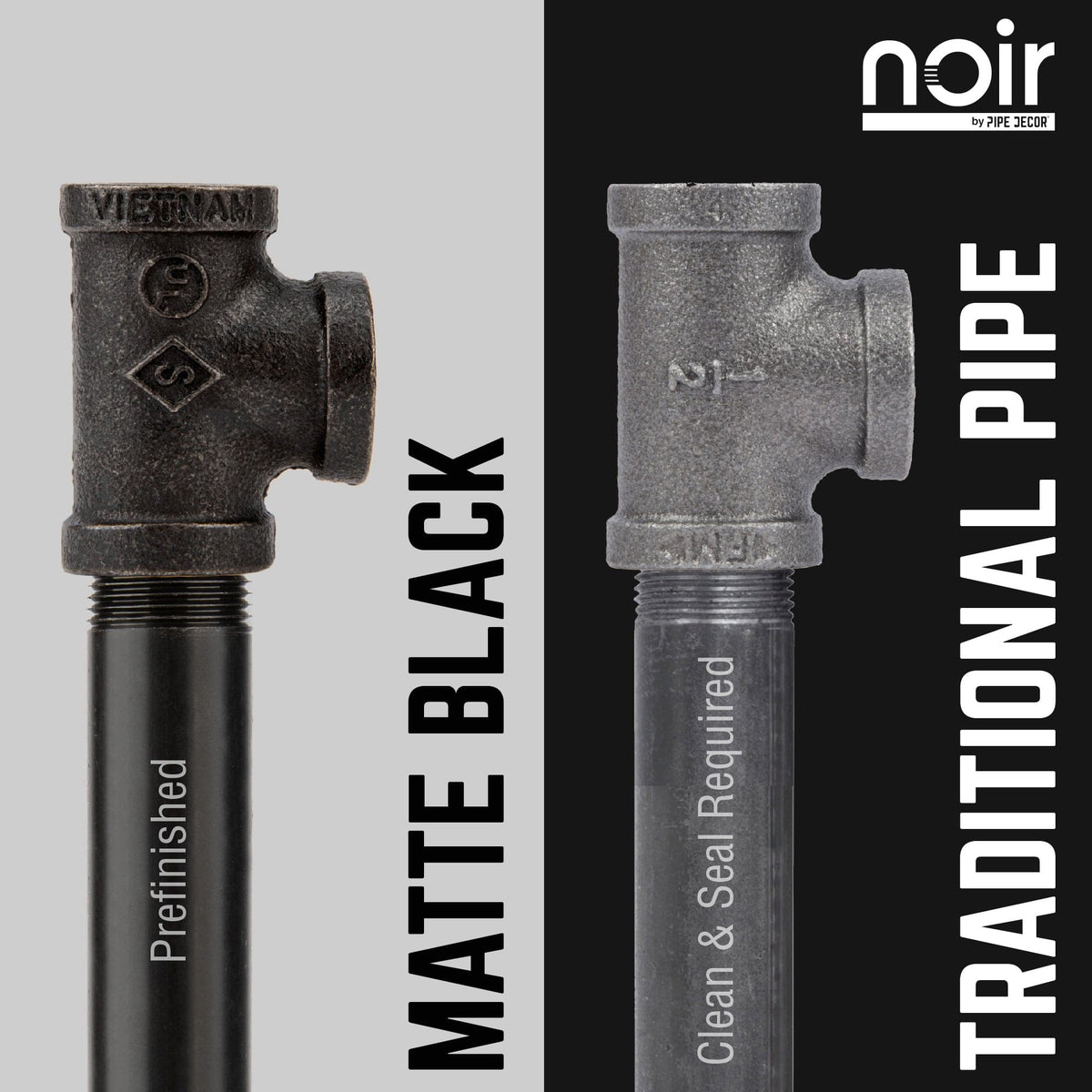 Noir by PIPE DECOR 1/2 in. x 12 in. matte black clothing hanging bracket kit, 4-pack, view 7