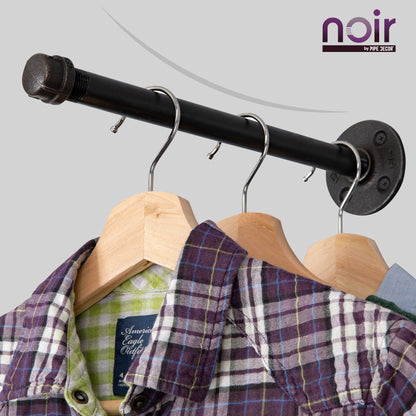 Noir by PIPE DECOR 1/2 in. x 12 in. matte black clothing hanging bracket kit, 4-pack, view 8