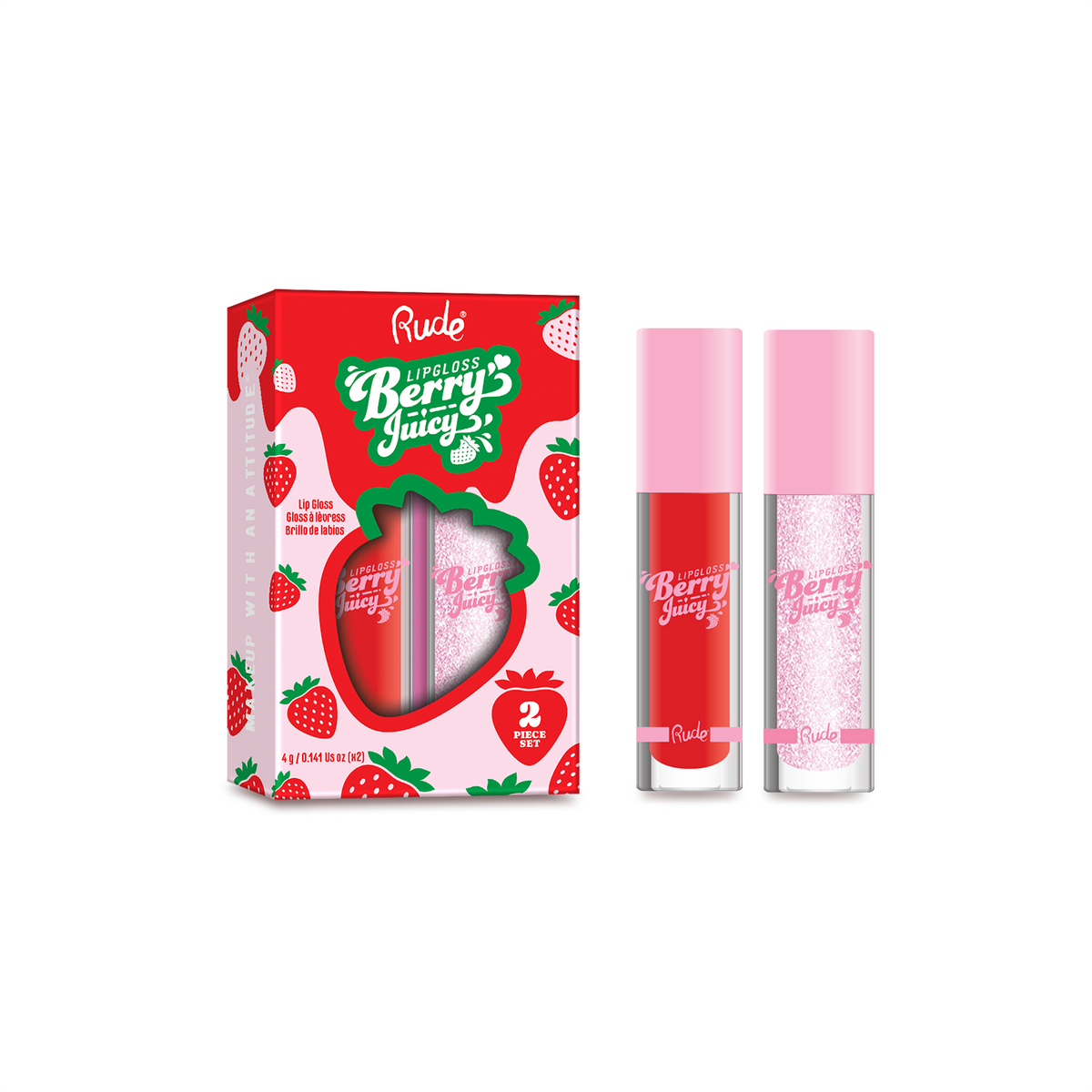 RUDE Berry Juicy Lip Gloss Duo - Code Red / Crystalize Duo by Avera Group