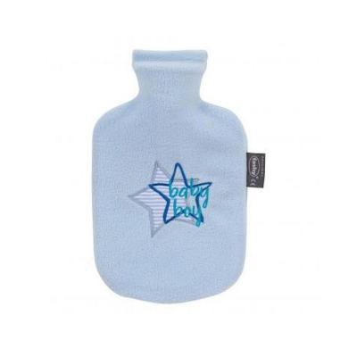 Fashy Child Hot Water Bottle: Safe, Comforting Warmth for Kids - Blue 0.8 Liter Thermophore with Protective Cover by Beauty Care Bag