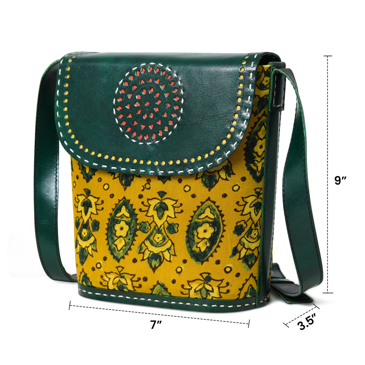 Vibrant Heritage Ajrakh Satchel by Classy Leather Bags