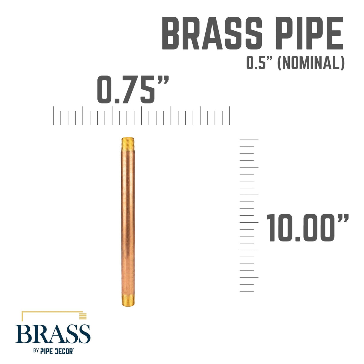 PIPE DECOR 1/2 in. x 10 in. red brass pipe, view 2