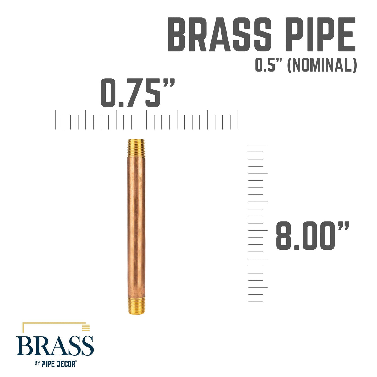 PIPE DECOR 1/2 in. x 8 in. red brass pipe, view 2