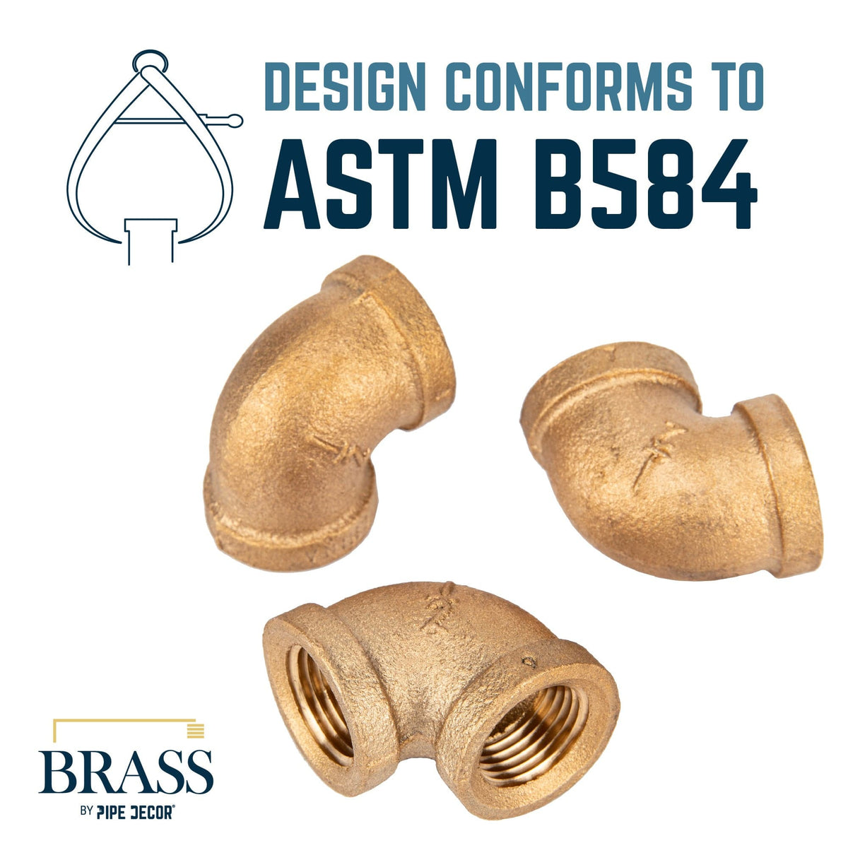 PIPE DECOR 1/2 in. red brass 90 degree elbow pipe fitting, view 4