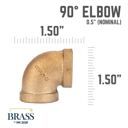PIPE DECOR 1/2 in. red brass 90 degree elbow pipe fitting, view 2