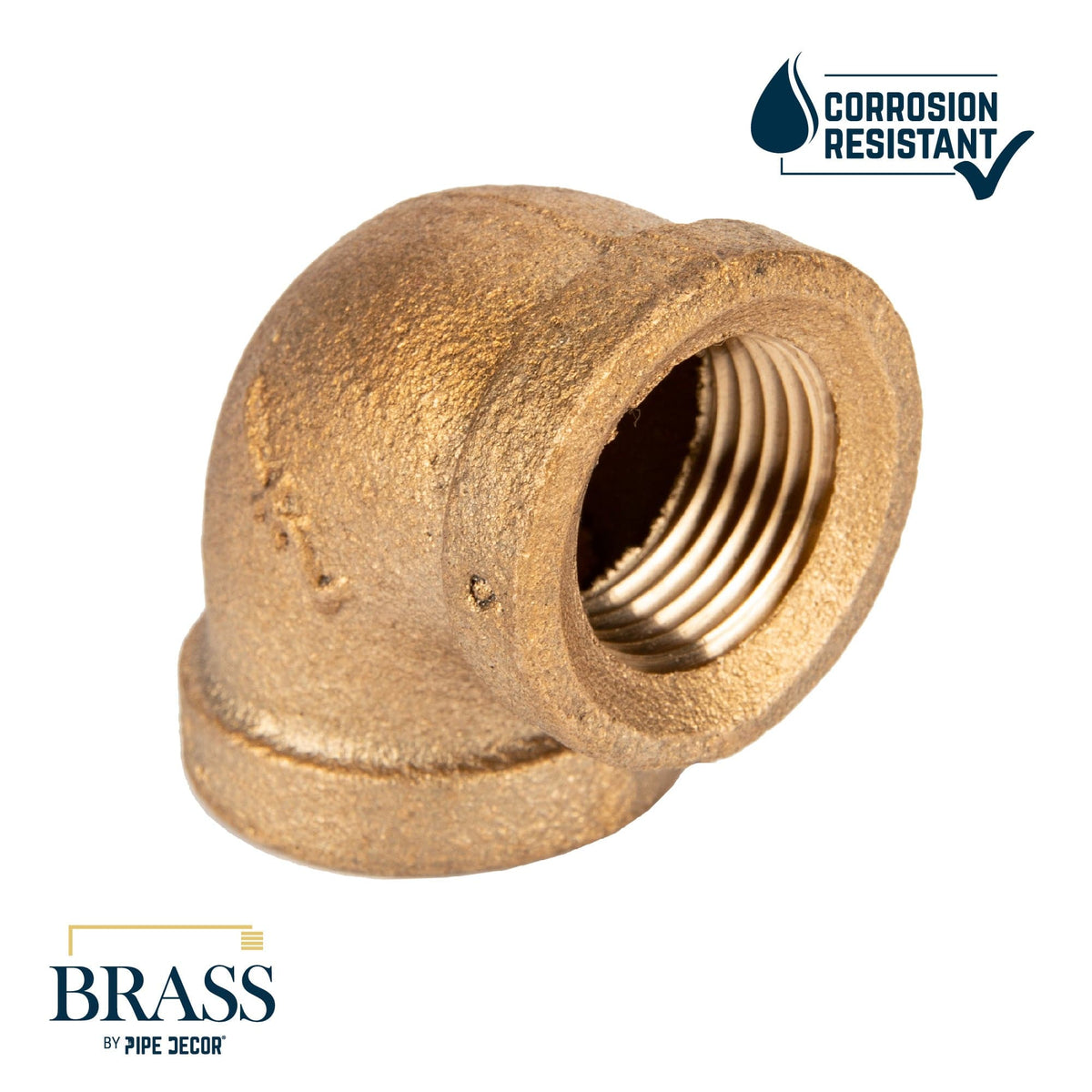 PIPE DECOR 1/2 in. red brass 90 degree elbow pipe fitting, view 5