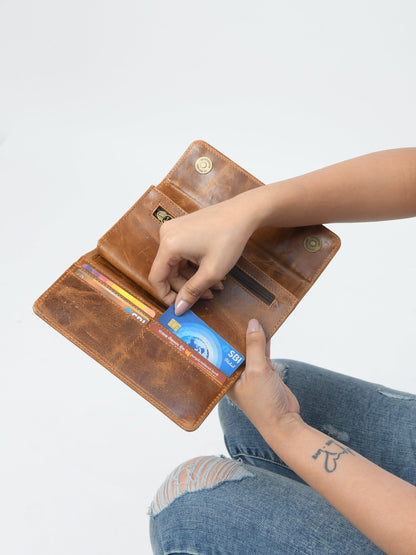 Ellison Women's Wallet- Tan Brown by Classy Leather Bags