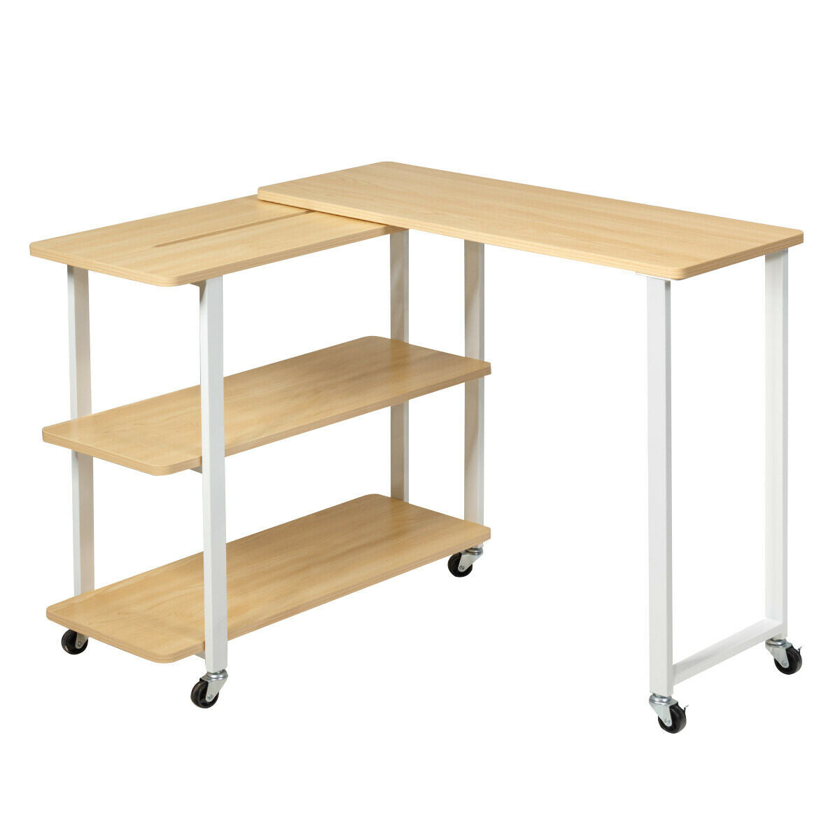 L-Shape 360° Rotating Computer PC Desk Corner Table by Emerald Caeneus