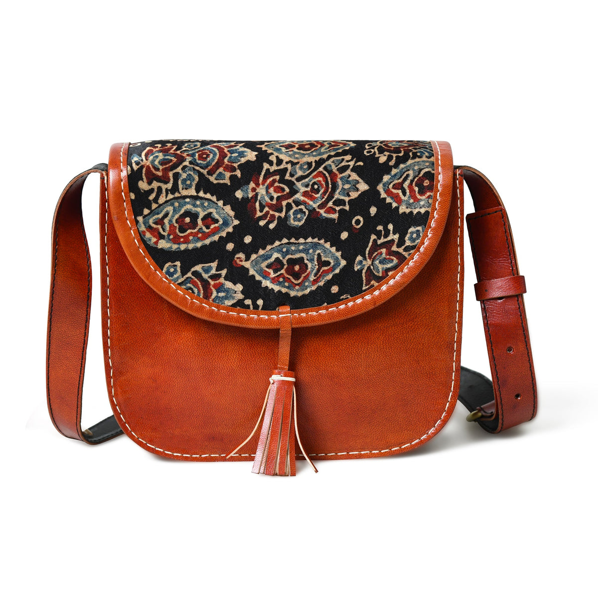 Astounding Ajrakh Ethnic Satchel by Classy Leather Bags