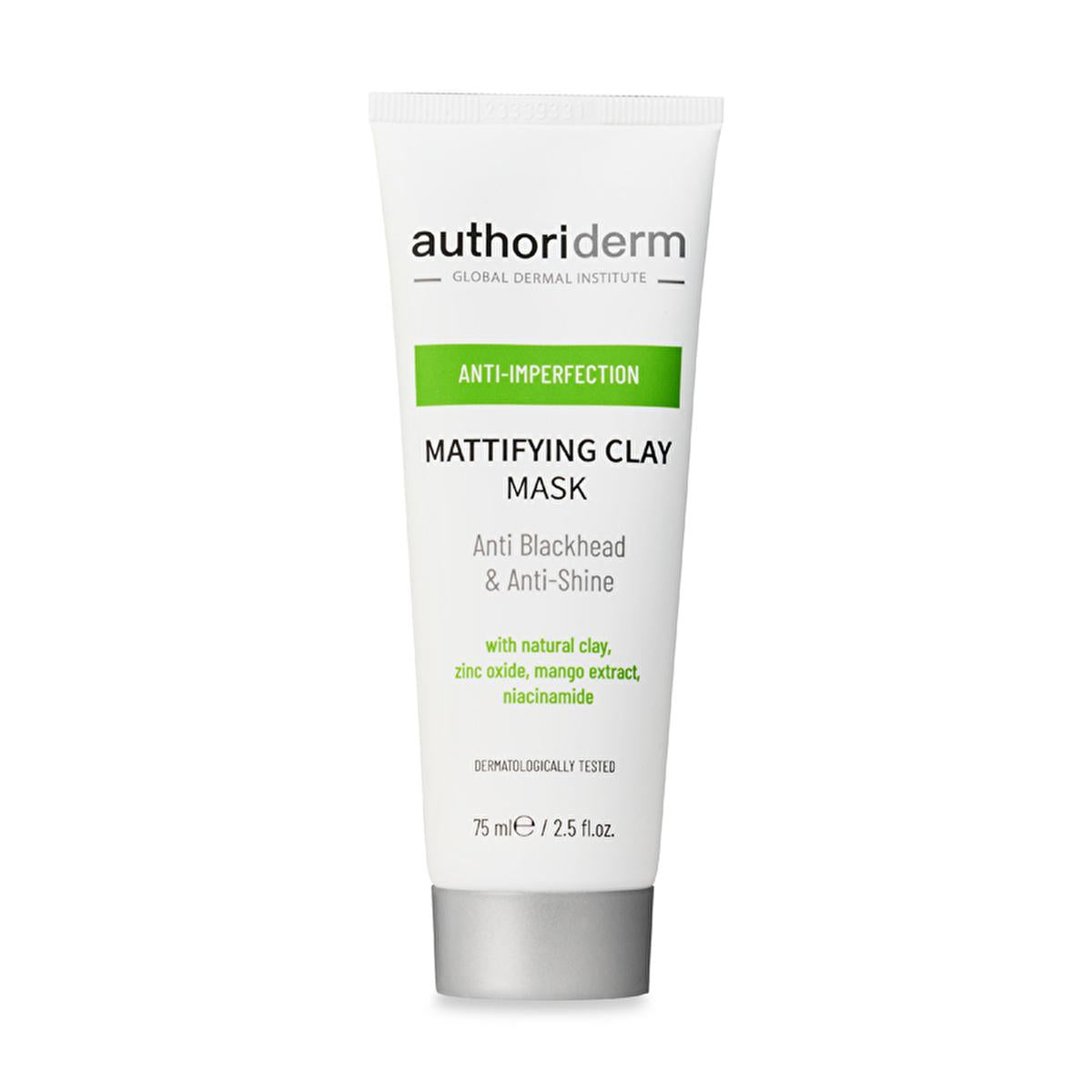 Authoriderm Clay Mask for Oily & Combination Skin: Natural Pore Tightening, Blackhead & Blemish Reduction - Mattifying Oil Control Face Mask by Beauty Care Bag