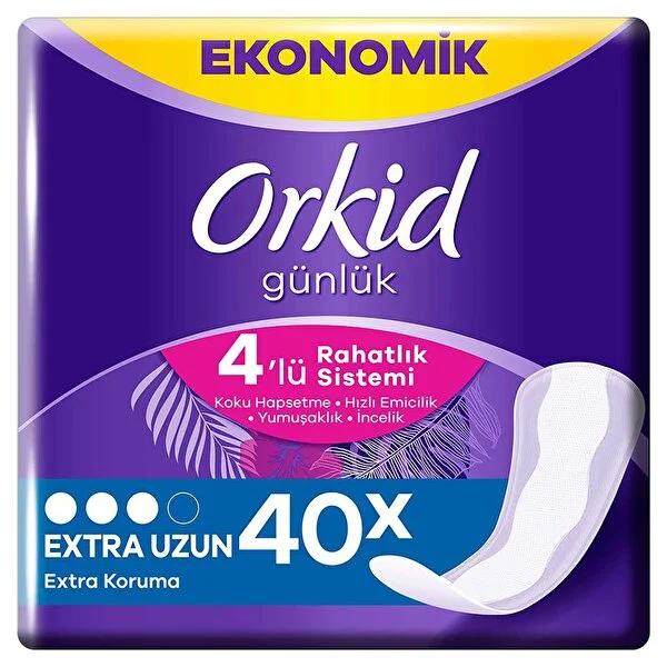 Orkid Extra Long Daily Sanitary Pads - 40 Count - Odor Control & Comfort by Beauty Care Bag
