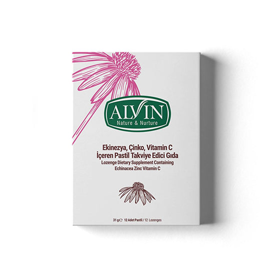 Alvin - Echinacea, Zinc, and Vitamin C Dietary Supplement Lozenges for Immune System Support - 12 Count by Beauty Care Bag