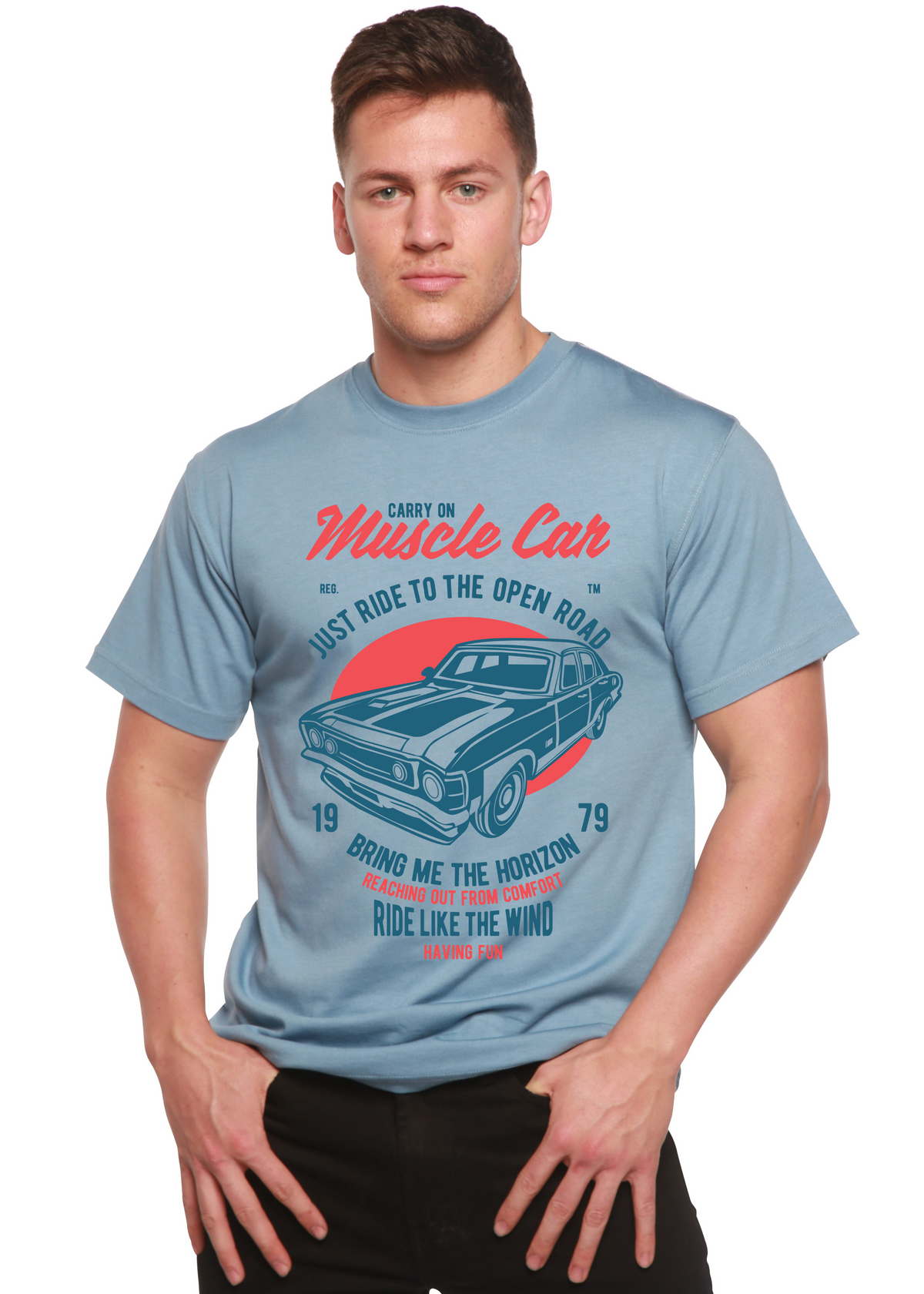 Muscle Car men's bamboo graphic T-shirt – view 4