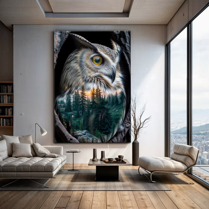 Owl Double Exposure Wall Art by Tailored Canvases