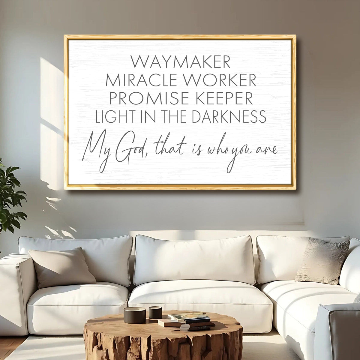 My God Way Maker Miracle Worker Faith Sign II by Tailored Canvases
