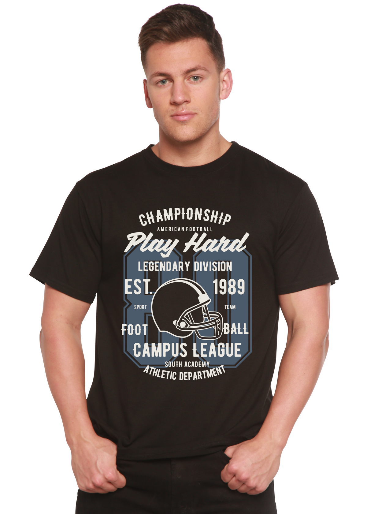 Play Hard men's short sleeve graphic T-shirt in bamboo viscose and organic cotton