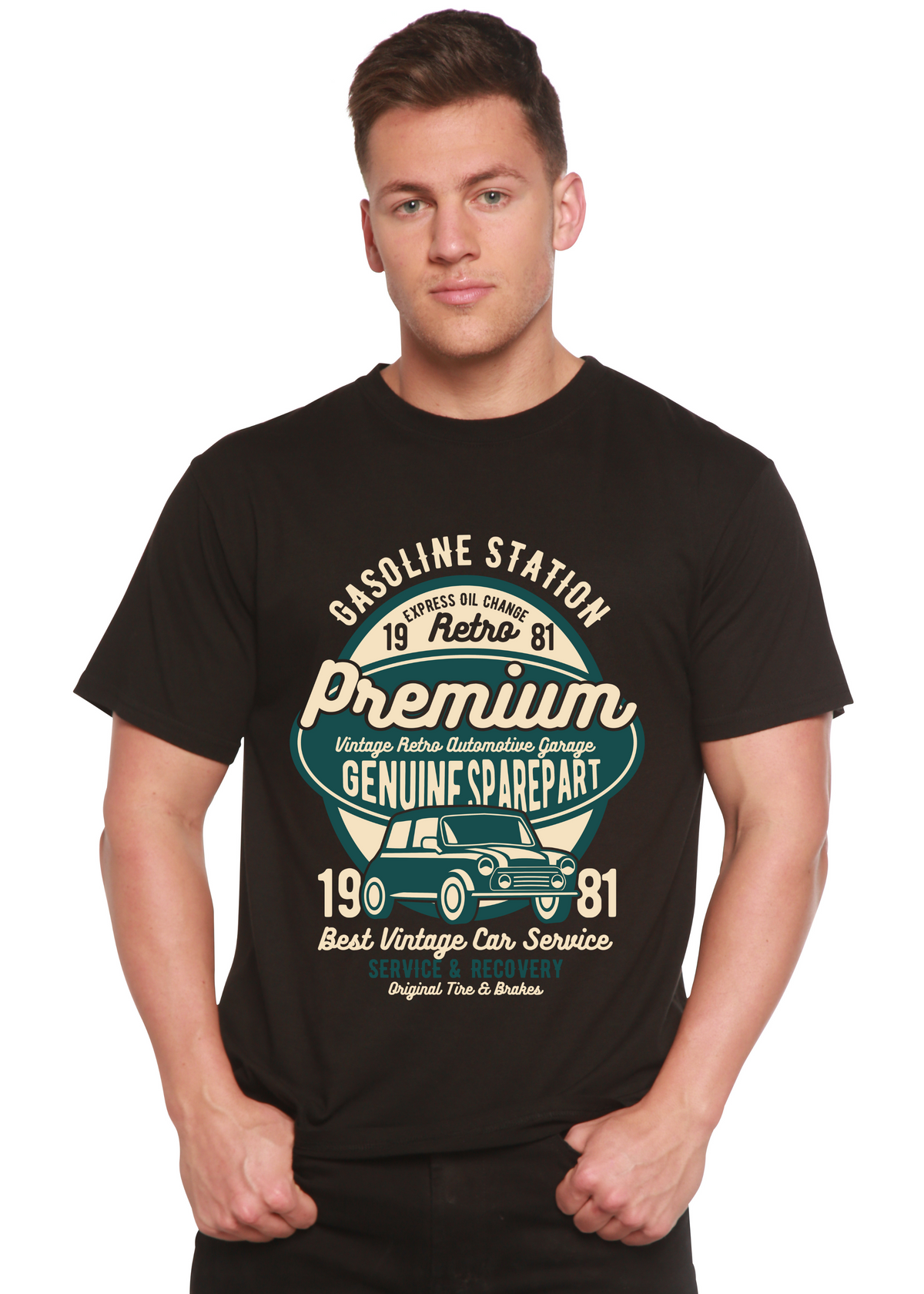 Premium Garage men's short sleeve graphic T-shirt in bamboo viscose and organic cotton